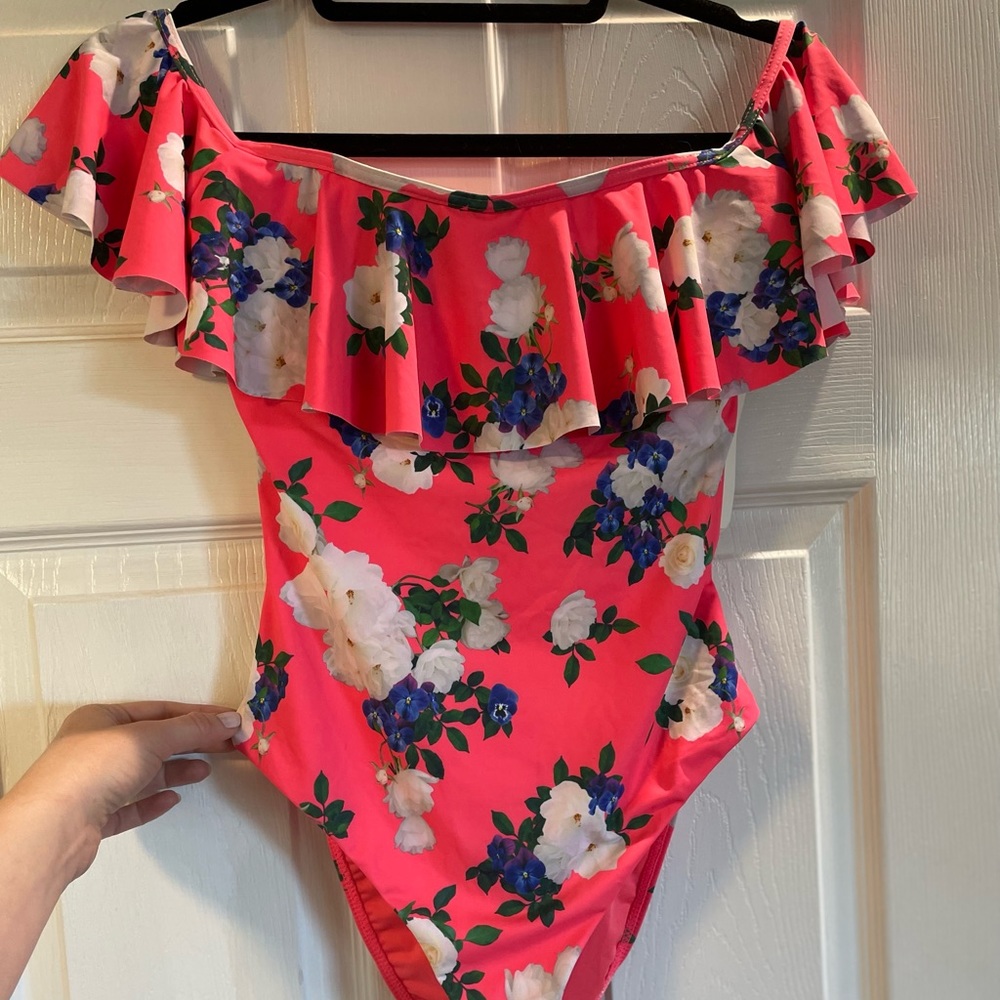 Bershka off the shoulder 1 piece swimsuit